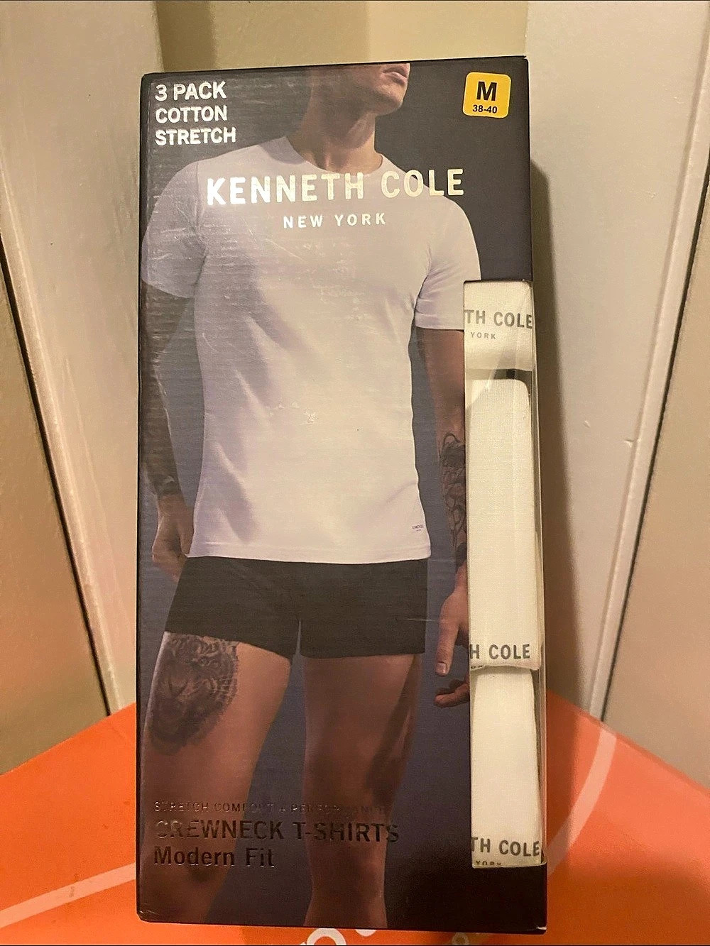 Kenneth Cole Crewneck T-Shirts Set of Three 3-Pack Cotton Stretch Crewneck (C1)